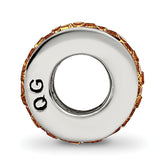 Sterling Silver 925 Orange Crystal Bead with Double Row Design